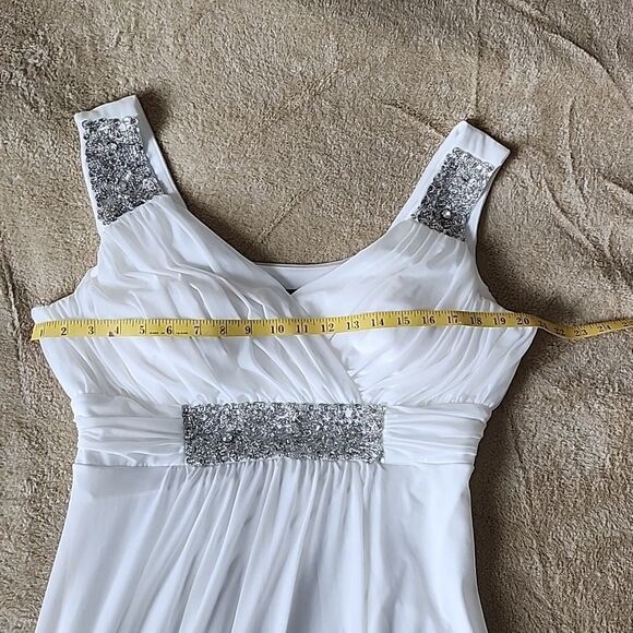 Conail Coco Women Ruched Waist Rhinestone Casual Tulle Long Dress - Picture 12 of 16